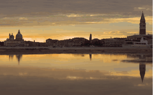 夕阳 威尼斯 平静 建筑 意大利 湖面 纪录片 鸟