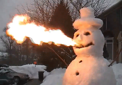雪人 创意 喷火
