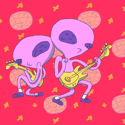 卡通 外星人 弹吉他 音乐