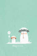 北极熊 萌萌哒 下雪 打伞