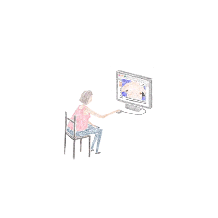 电脑 粉色 鼠标 观看
