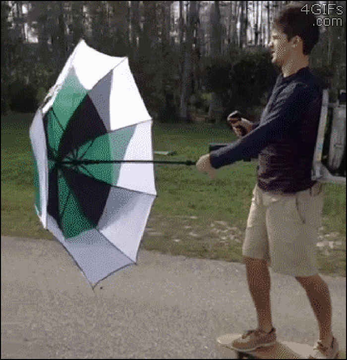 新技能 滑板 雨伞 风吹