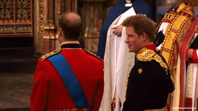 哈里王子 威廉王子 婚礼 开心