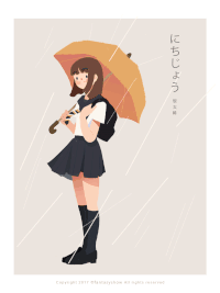 女孩 打伞 下雨 刮风
