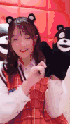 美女 熊本熊 格子 可爱