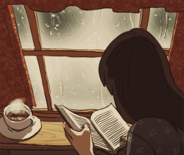 动漫 女孩 看书 咖啡