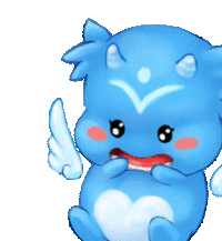 卡通 红脸蛋 张嘴 蓝色