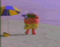 海边 雨伞 玩偶 装扮