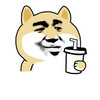 猥琐 斗图 搞笑 白色背景 喝东西
