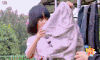 晾衣服 萌娃 一起干活 劳动者