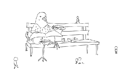 卡通 小鸟 长椅 吃东西
