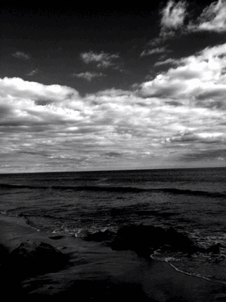 海浪 大海 天空 黑白