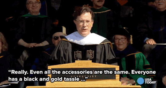 Tumblr 学院 新闻 史蒂芬科尔伯特 建议 艺术 MIC 威克森林 衣服 毕业典礼上的演讲