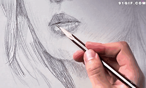 素描 画画 铅笔 嘴唇 细节描绘 铅笔 美术
