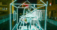 灯光 女孩 唯美 房子