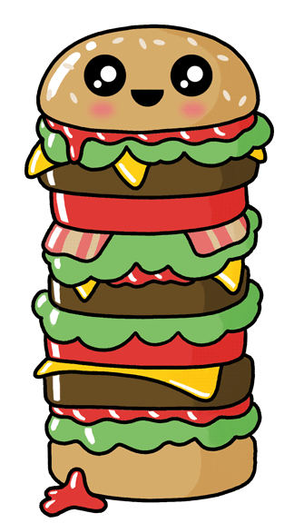 芝士汉堡 动画 多层汉堡 萌 番茄酱 美食 食物 cheeseburger food