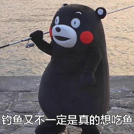 熊本熊 钓鱼不一定想吃鱼 斗图 可爱 钓鱼竿