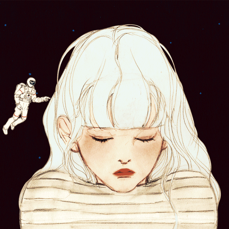 背景 卡通 清新 美女 眨眼