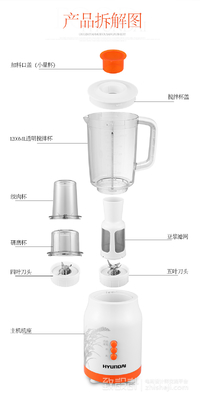 榨汁机 盖子 滤网 产品拆解图