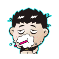 恶搞 刷牙 睡眼朦胧 头发很乱