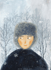 油画 棉帽子 呆萌 下雪
