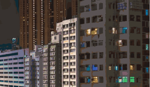 城市 现代化 香港之城市灯光延时摄影 高楼