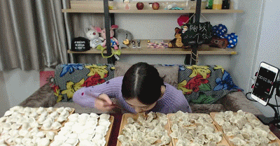 小姐 吃饺子 真能吃 吃货