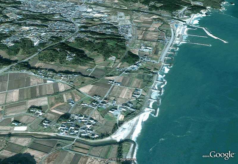 海啸 tsunami 谷歌地图  地形