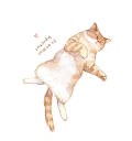 卡通 猫咪 摇尾巴 躺着