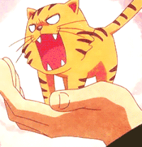 卡通 老虎 尖牙 张大嘴 手掌