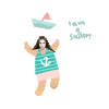 卡通 美女 小船 可爱