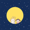 月亮 星空 流星 托腮