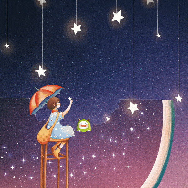 清新 卡通 二次元 女孩 星星