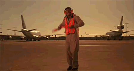 黑人 机场 飞机 指挥棒 跳舞