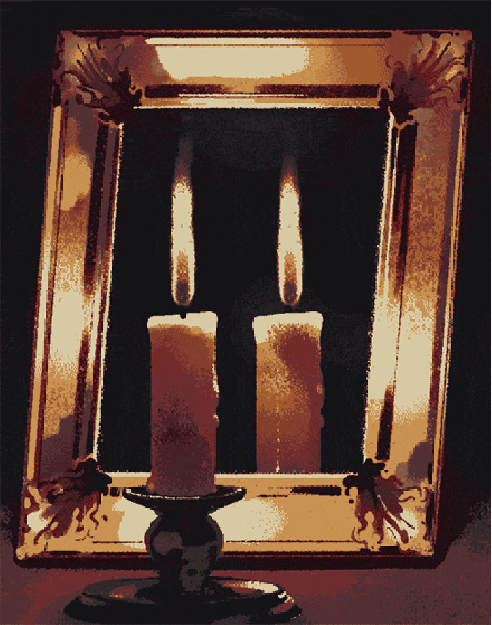 蜡烛 镜子 跳动 火焰