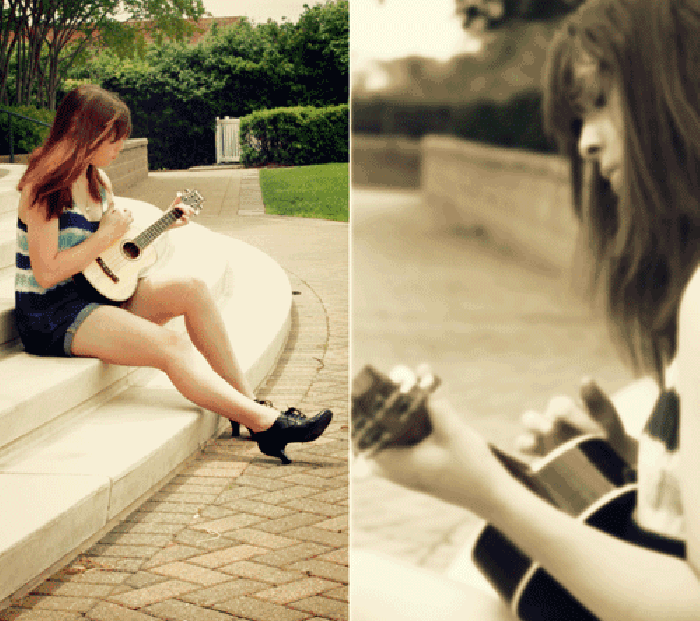街边 女孩 吉他 演奏