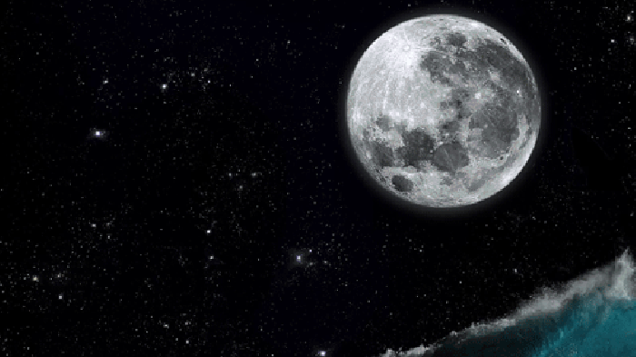 月亮 星星 夜晚 浪花