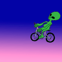 卡通 外星人 骑车 绿色