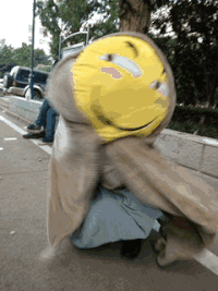 可爱 大脸 黄色 摇摆