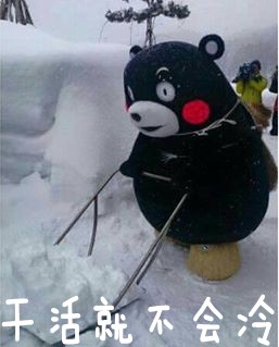 熊本熊 扫雪 萌萌哒  干活就不会冷了