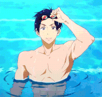 卡通 动漫 少年 游泳 享受