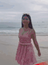 美女 海边 转圈 长发飘飘