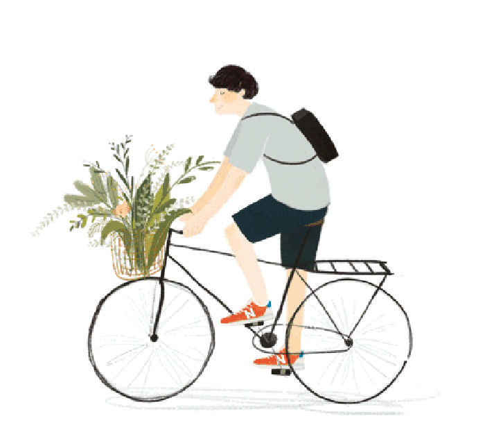 背包 骑自行车 花束 休闲