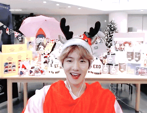 EXO 圣诞 犄角 傻笑