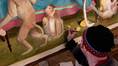 绘画 艺术 猴子上色