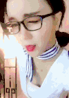 美女 眼镜 制服 帽子