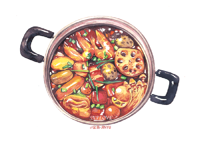 火锅 藕片 辣椒 食物
