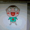 卡通 男孩 伸舌头 搞笑