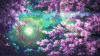 月亮 夜色 花瓣掉落 紫色