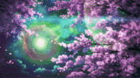 月亮 夜色 花瓣掉落 紫色